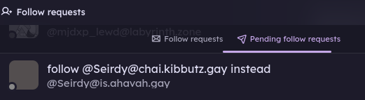 sharkey follow request menu showing outbound follow requests for accounts that were migrated a long time ago. this is an artifact of importing follows.