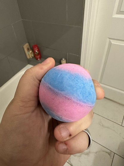 pink and blue bath bomb