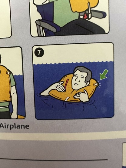 dude floating in the middle of the ocean with his airplane-provided floatation device simply not giving a fuck about goddamn anything