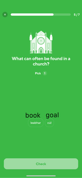 
What can often be found in abchurch?
Pick 1

leabhar (book)
cúl (goal)
