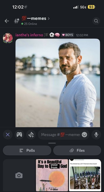 discord screencap of a message from me that's just a picture of a random man on a beach???