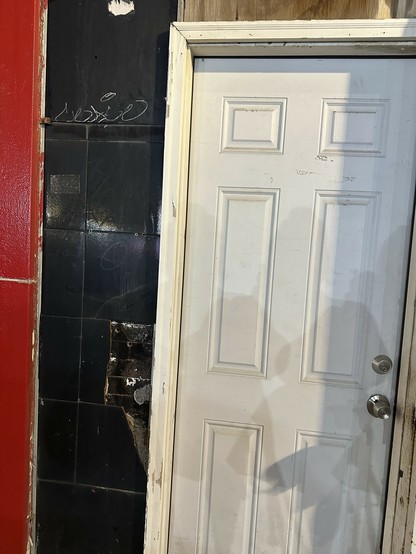 wall next to my front door where a shiny new mailbox USED to be