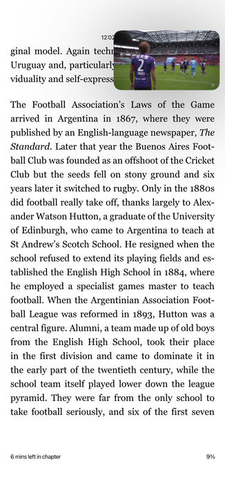 watching Japanese J League football in picture-in-picture overlaid on my ebook of a book about the history of football tactics 