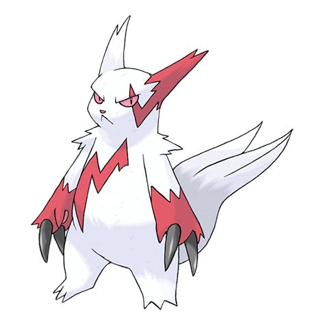 the pokemon Zangoose, who's like an angry bipedal white mongoose I guess with a big red zigzag across its chest