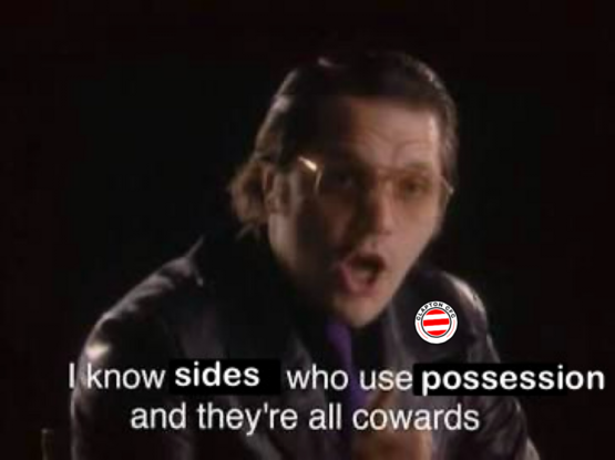I know writers who use subtext meme but edited to say I know sides who use possession
and they're all cowards and he's got a lil clapton badge on