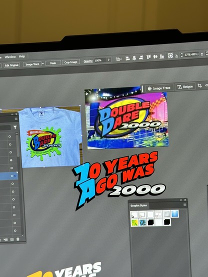 im working on a design that's a parody of the double dare 2000 logo that says 10 years ago was 2000