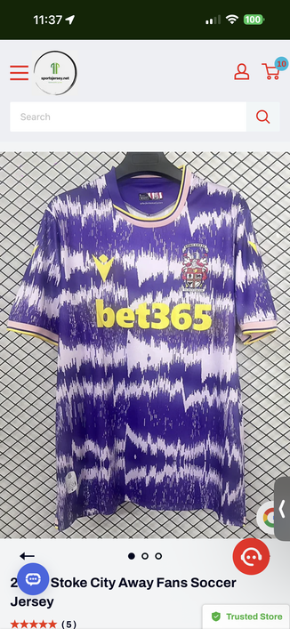 absolutely dreadful stoke kit, it's this horrid purple TV static pattern with baby pink and yellow accents and a bizarre asymmetrical collar. it's an homage to their kit from 1992 which was ugly in a charming 90s way and this is just garish and horrid and I had to have it 