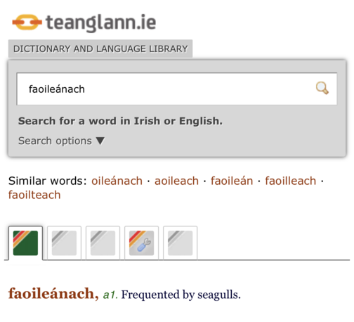 faoileánach means frequented by seagulls 