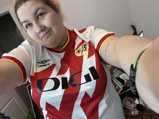 me being very cute in my rayo vallecano kit