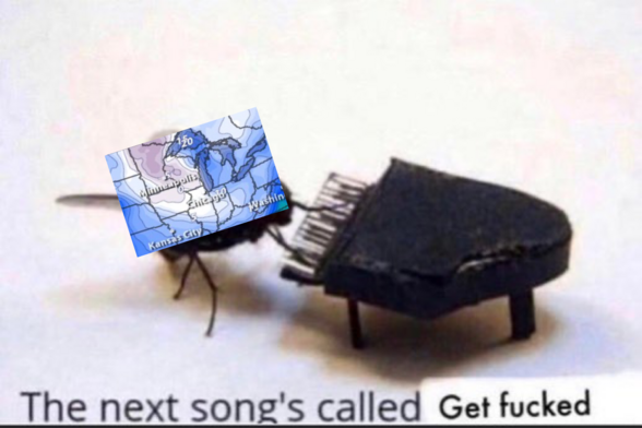 fly playing a tiny piano meme - "the next song's called get fucked" only the fly has been replaced by a temperature map of the midwest showing that it's fucking freezing and sucks shit outside 