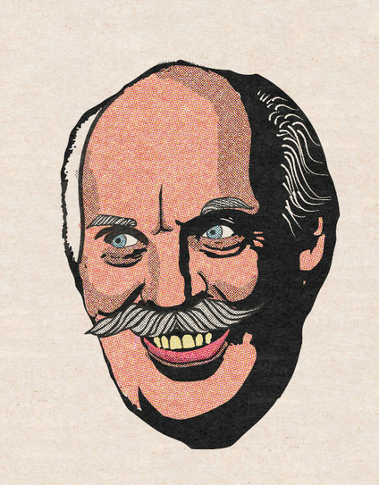 comic book style dermot desmond looking absolutely gruesome