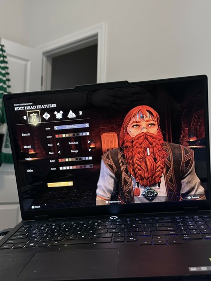 me making a girl dwarf with a big beard in Return to Moria