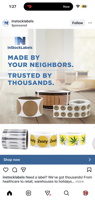 tailored ad for stickers including one that says zesty