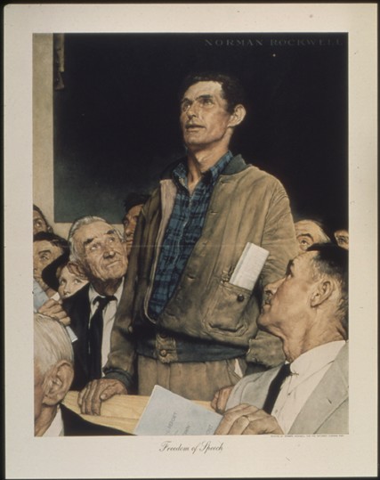 The painting "Freedom of Speech" by Norman Rockwell.